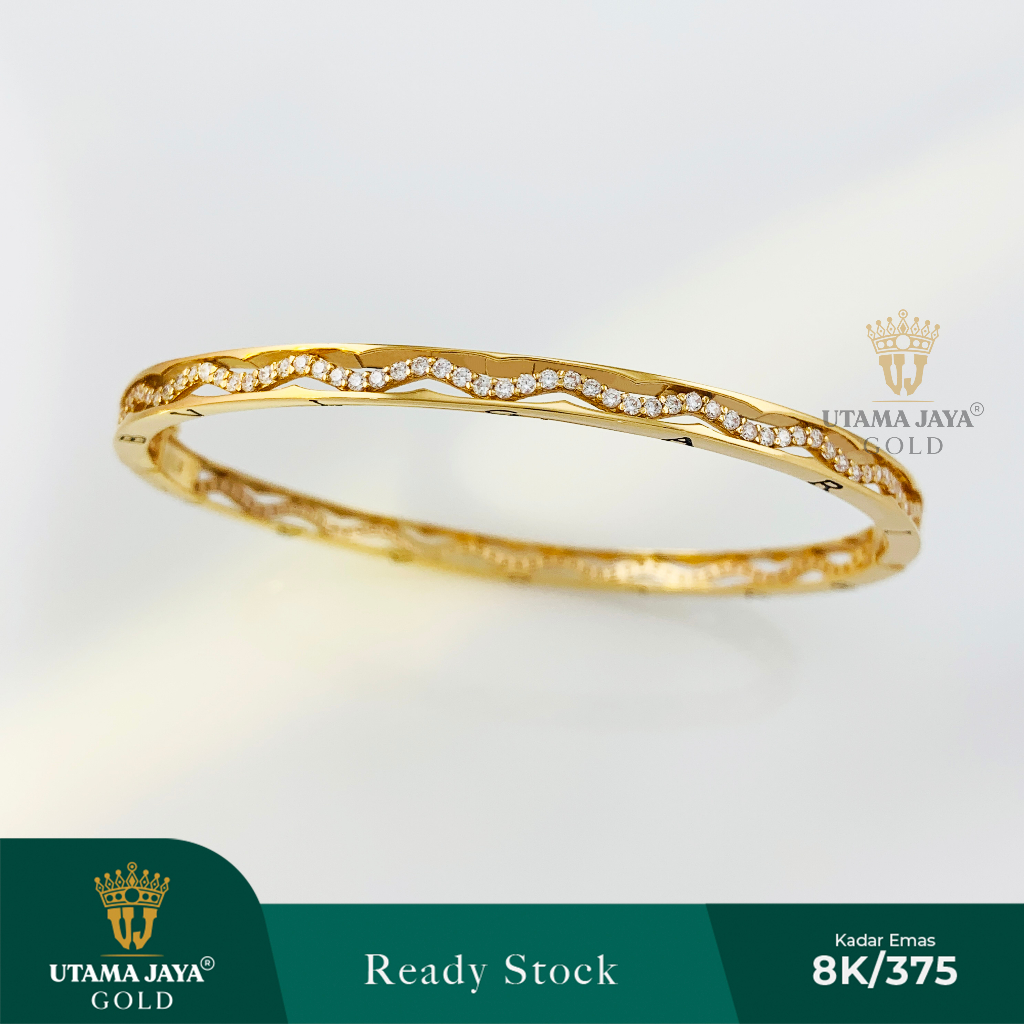 Gelang kaku gelombang listring mata² + BVLGARI 375 / 8k