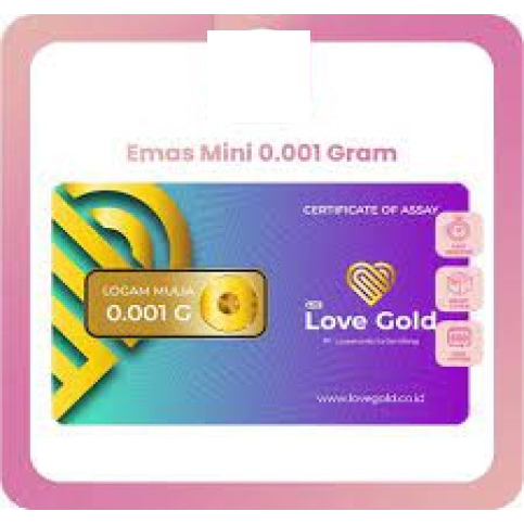 Emas Logam Mulia Love Gold 0.001 Gram Laminating Purple Color