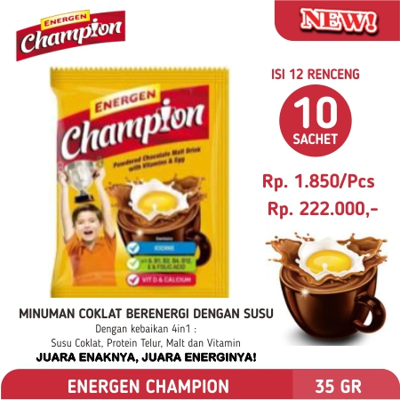 

Energen Champion KARTON isi 12 renceng 10 sachet