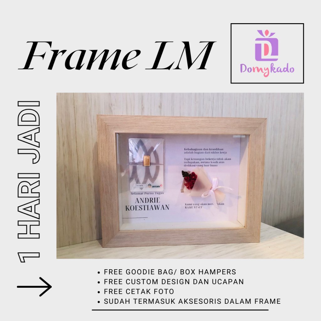 BINGKAI ANTAM (BISA PASANG LM SENDIRI) FRAME KADO WEDDING RESIGN, PENSIUN, PERNIKAHAN, ULANG TAHUN, 