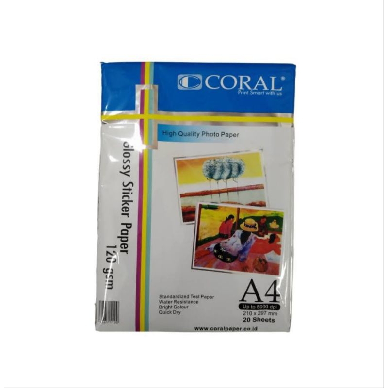 

GLOSSY STICKER PAPER CORAL A4 120G / 20Sheet