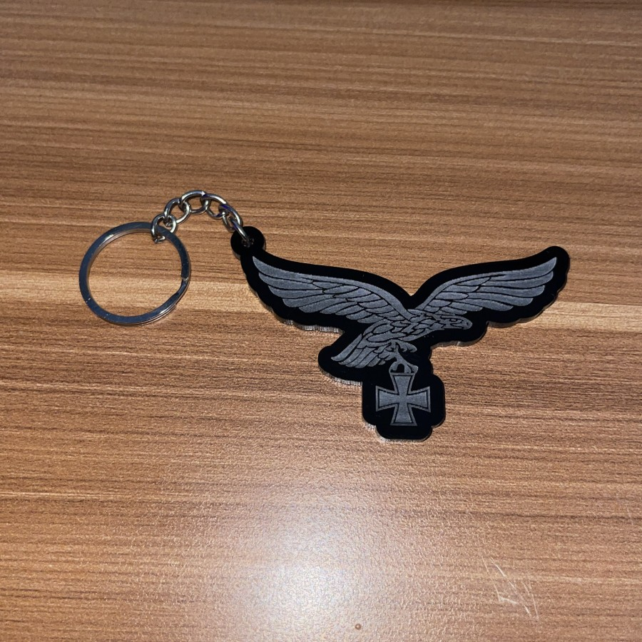 Gantungan Kunci Keychain Logo Luftwaffe Iron Cross Jerman Timbul MURAH