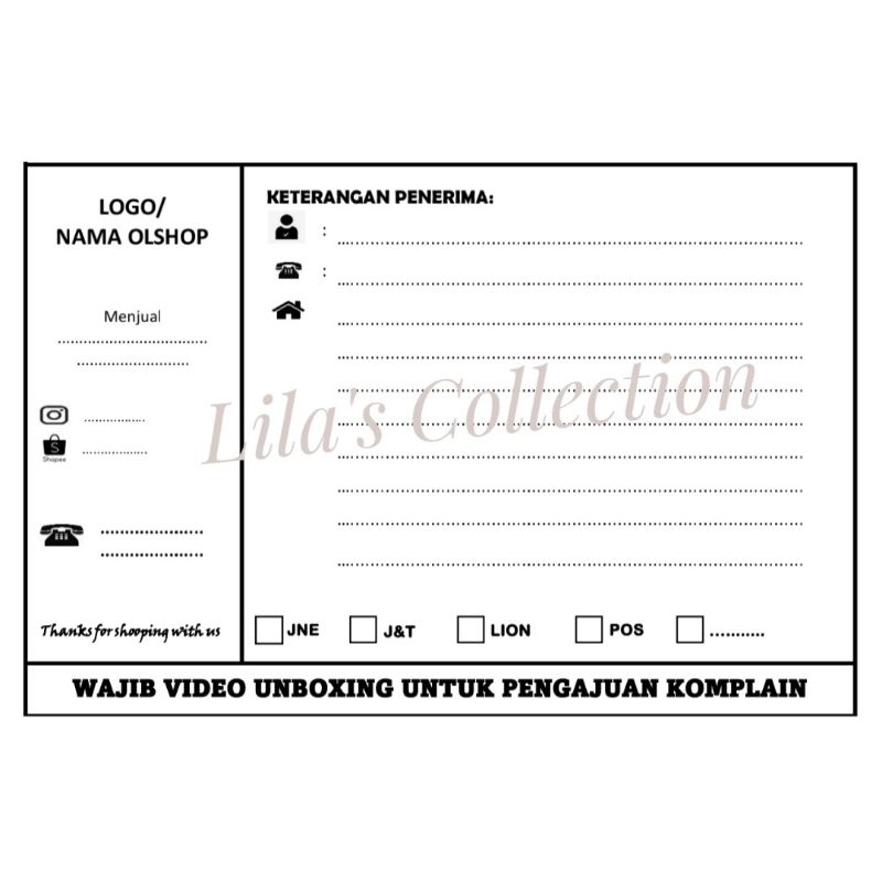 Label pengiriman paket | Label pengiriman barang | Label Thermal siap pakai