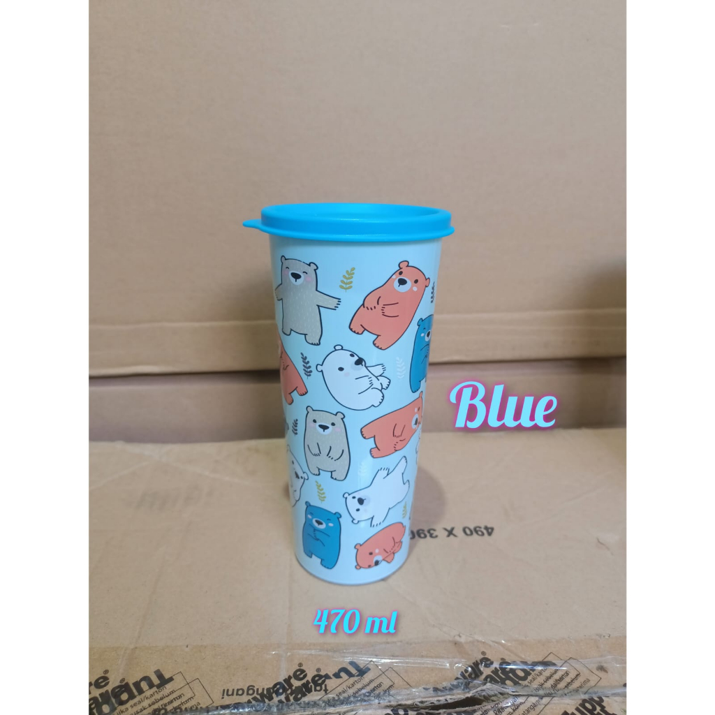 BYRUSTORE. TUPPERWARE BEAR TUMBLER KAPASITAS 470 ML BOTOL MINUM DENGAN TUTUP