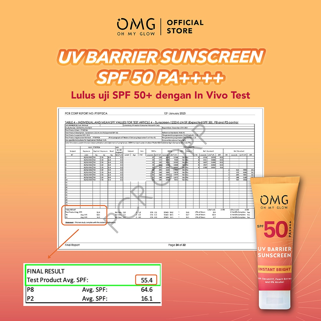 OMG OH MY GLOW UV BARRIER SUNSCREEN SPF 50 PA++++ ISI 25 ML