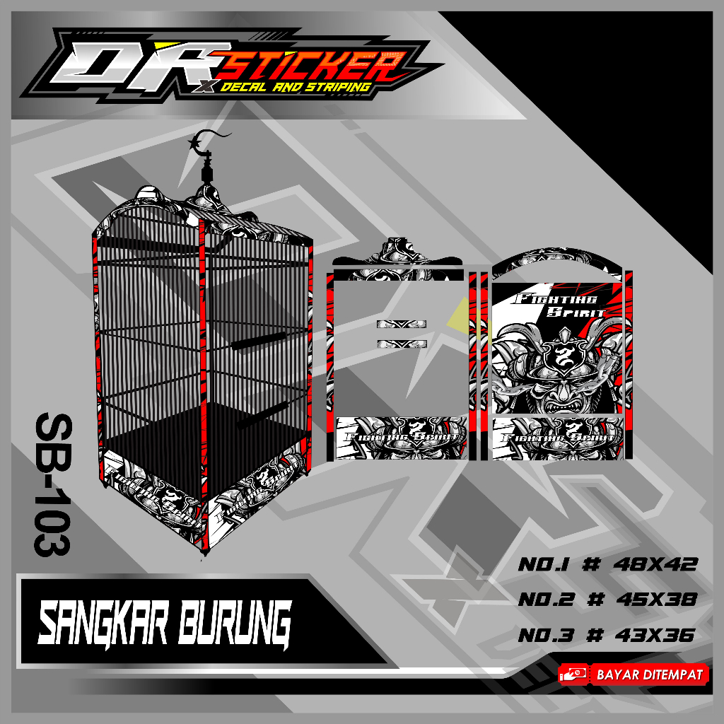 Stiker Sangkar Burung MURAI - Decal Ebod Custom Desain SAMURAI
