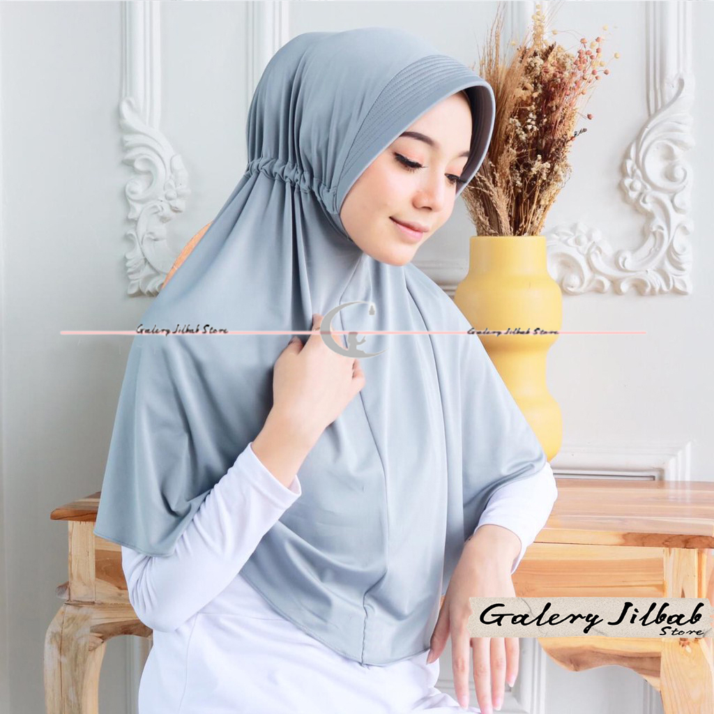 Jilbab Instan Khimar Serut Jokow Spandek Premium (L) | Hijab Serut Tali Belakang Jumbo (L) | Hijab I