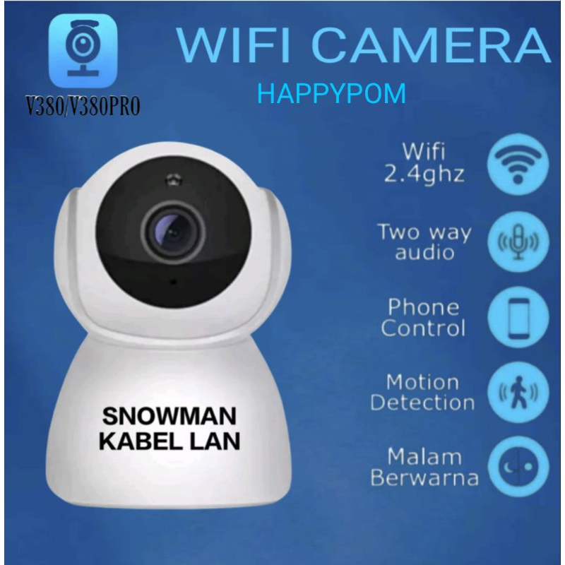 IP CAMERA CCTV V380 PRO SNOWMAN WIFI CCTV KABEL LAN