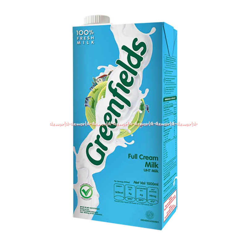 

Greenfields Full Cream Milk 1000ml Susu Cair Putih Full Krim Green Fields Kemasan Biru Tua Susu UHT Siap Minum 1L