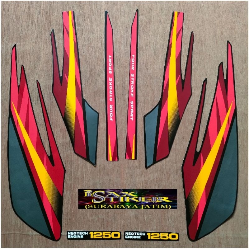 Striping Original Honda GL Pro hitam Lis merah tahun 1996 1997