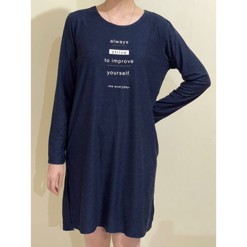 Basic Denim Jeans dark navy midi casual dress long sleeve C2 Basic OutFitters