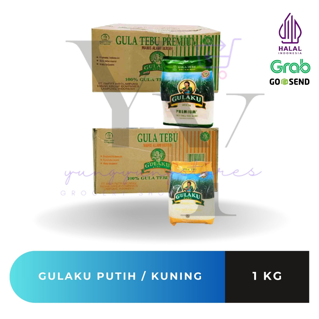 

1 Dus Isi 24 Bungkus Gulaku Premium Putih / Kuning Tebu 1 Kg