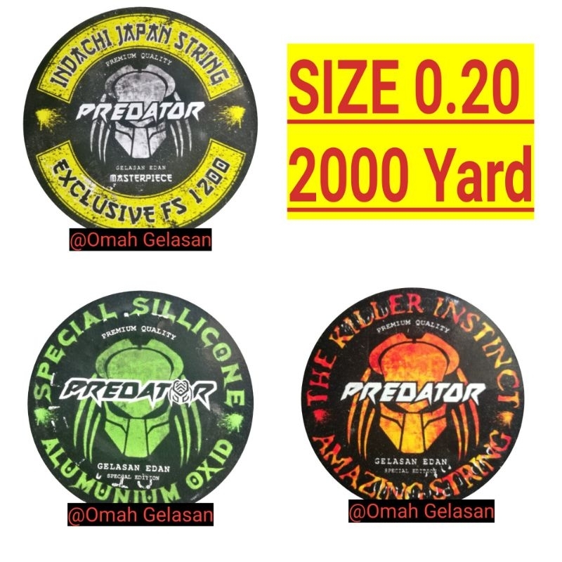 Senar Gelasan PREDATOR  0.20 / 020 Indachi / Killer Instinct / Alumunium Oxid Original LABEL Kuning 