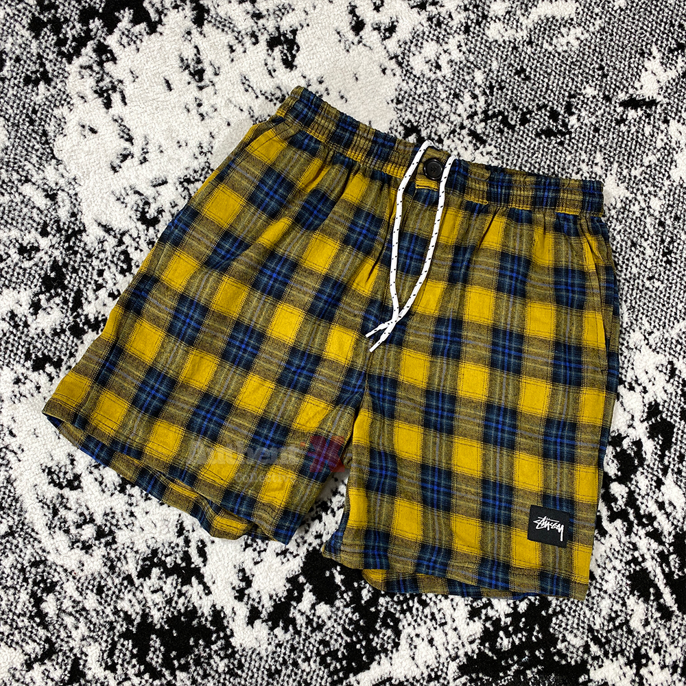 STUSSY PLAID BEACHSHORTS - YELLOW | STUSSY ORIGINAL