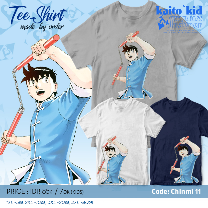 Kaos CHINMI KUNG FU BOY Chinmi Ruyung Nunchaku bisa custom desain bebas