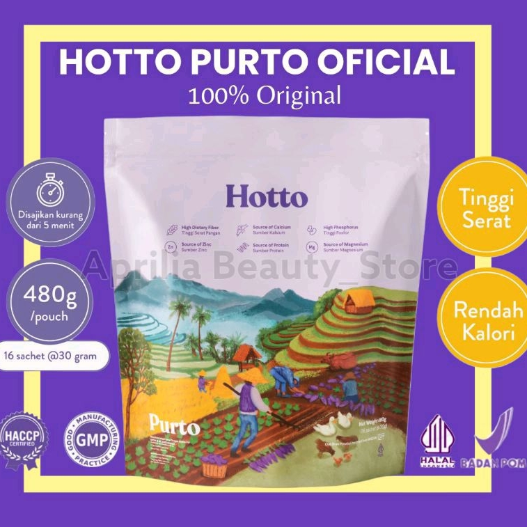 

HOTTO PURTO & Hotto Mame Edamame MULTIGRAIN 1 Pouch isi 16 Sachet & Mame isi 12 Sachet With Purple Potato Diet
