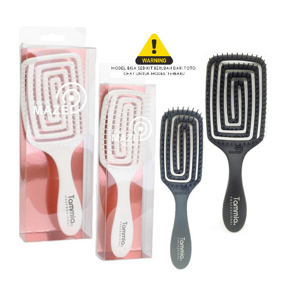 Tammia x Maze Hair Brush Sikat Sisir Rambut Paddle Wonder Flex White Black