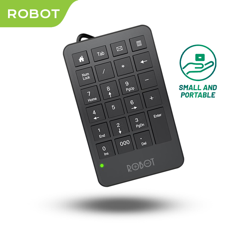 ROBOT RK01 Wired Numeric Keypad Black Tombol Multimedia Kecil dan Portable Original - Garansi 1 Tahu