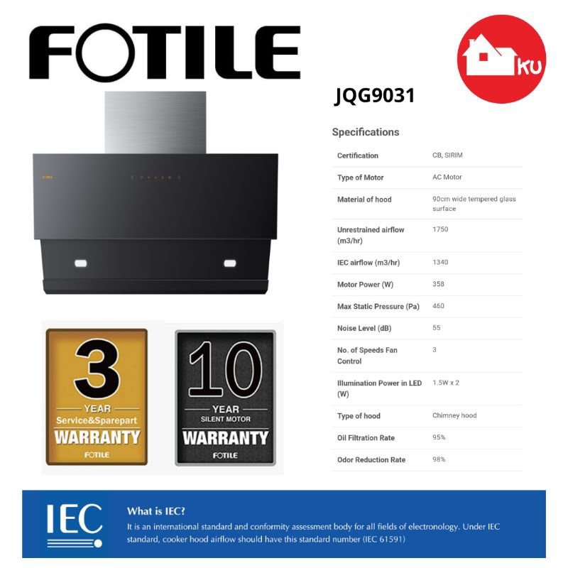 (display only) FOTILE CHIMNEY COOKER HOOD JQG9031 PENGHISAP ASAP CEROBONG PRO V SERIES (TANPA COVER 