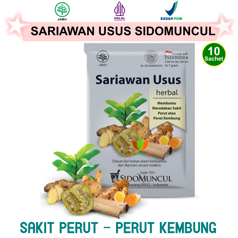 10 SACHET JAMU SARIAWAN USUS SIDOMUNCUL OBAT HERBAL MAAG SAKIT PERUT KEMBUNG LAMBUNG MAAGH MAGH SIDO
