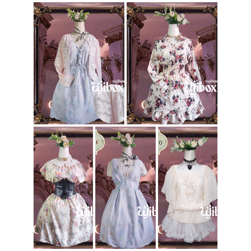 Mix Dress Pink Kawaii Vintage Korea Axes Femme Poetique x Disney Lilac Floral Harajuku Gyaru Ujibox