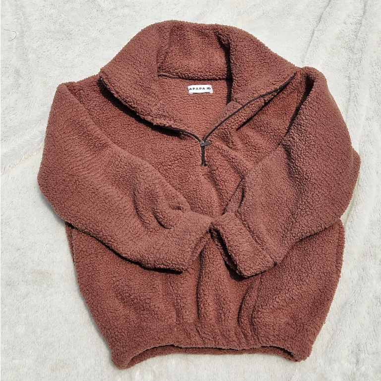 RK SAPAPA - Sweater Half Zip Crop Sherpa Bulu