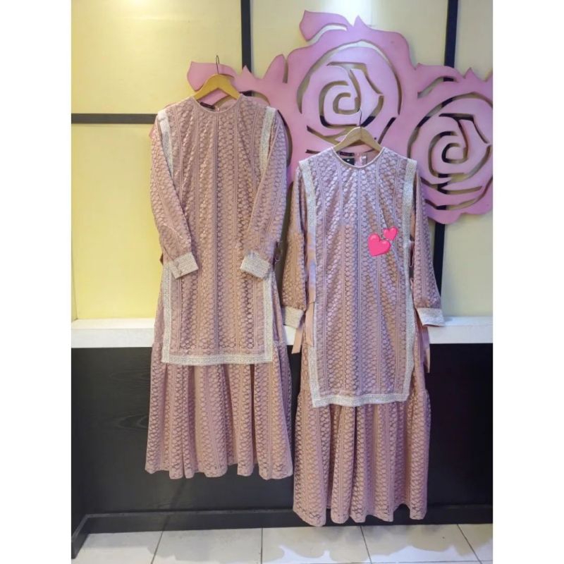 PRELO Dress Syar'i Gamis Pesta Muslimah Jameela Brokat Premium  Dusty pink