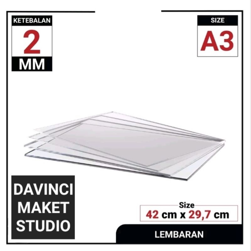 

(A3 2MM) Akrilik Lembaran Bening Putih - ACRYLIC CLEAR WHITE 2mm A3 40cm x 30cm