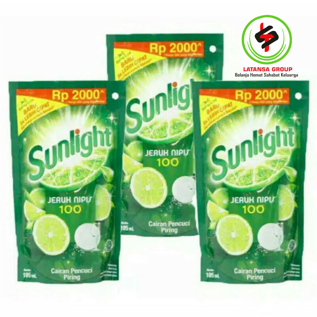 Sunlight Pencuci Piring 90 mL (3 x Kemasan 2.000)