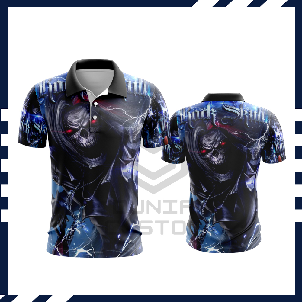 Kaos Tengkorak | Kaos Baju Jersey Polo Pria Tengkorak Fullprint