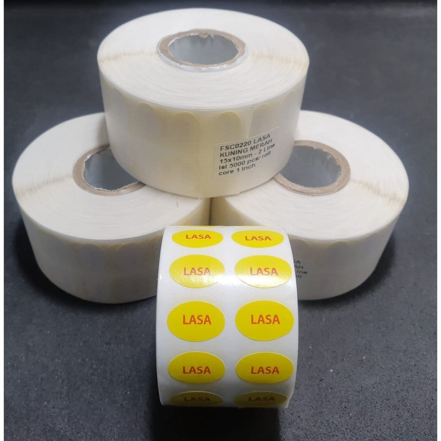 

STIKER LASA KUNING OVAL 15X10mm isi 5000 pcs in ROLL