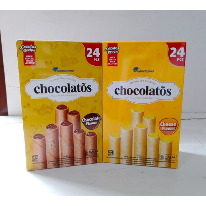 

CHOCOLATOS WAFER ROLL CHOCOLATE / CHEESE / VANILA BOX ISI 24PCS