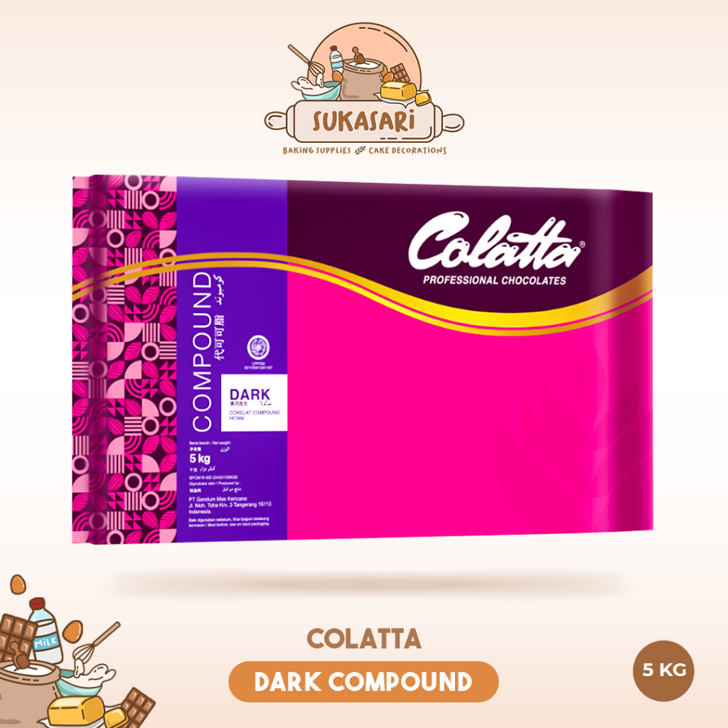 

Sukasari - Colatta Dark Chocolate Compound 1kg, 5kg / Cokelat Batang Blok / Coklat Masak / Colatta