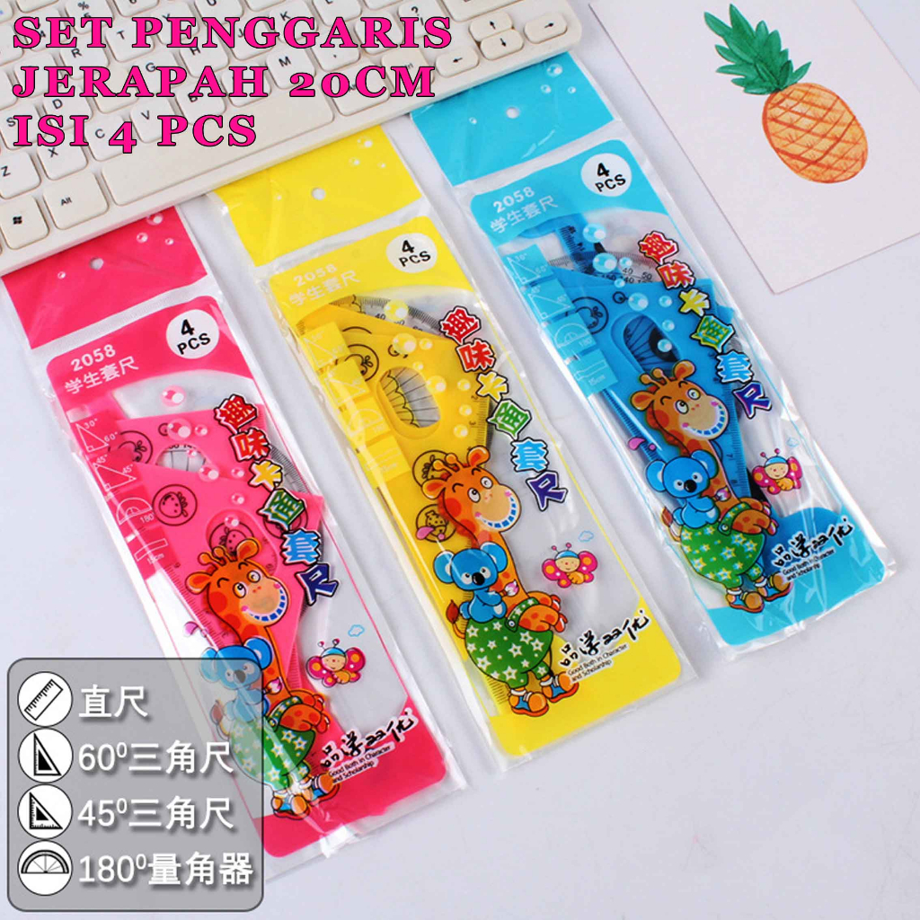 

Set Penggaris / Penggaris Jerapah / Penggaris 15cm / Isi 4pcs