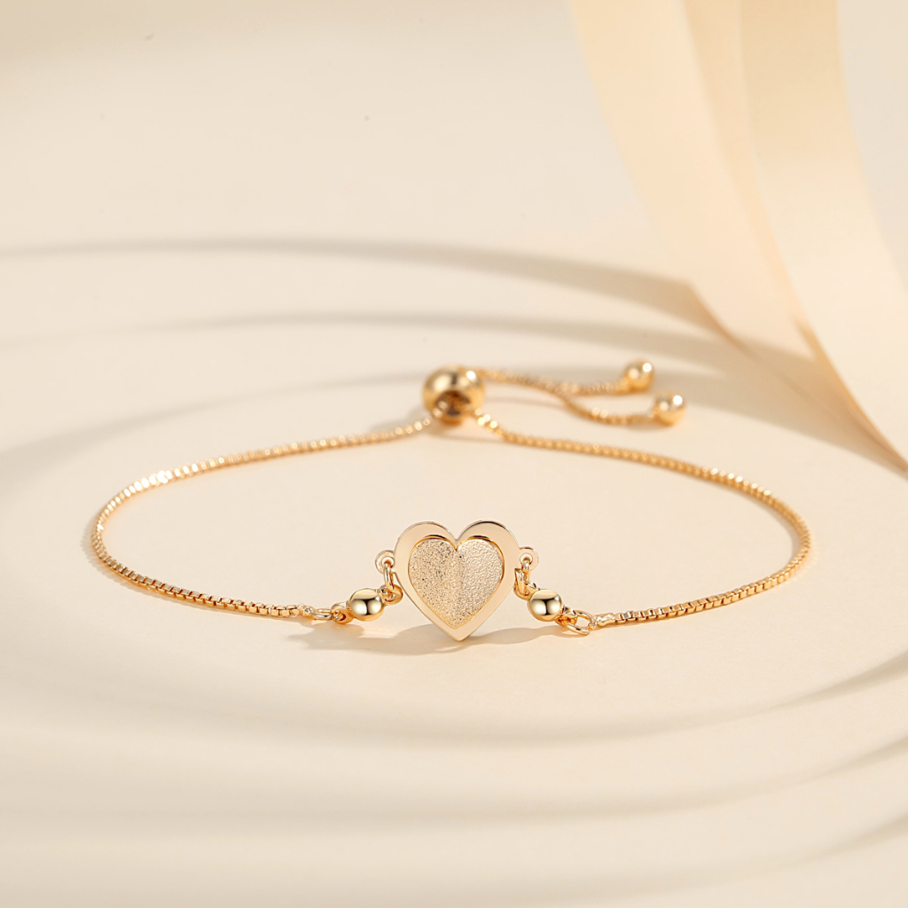 Lanme Jewelry Gelang Serut Titanium Buram Love Hati Asli Anti Karat Gelang Titanium Wanita Korea Aks