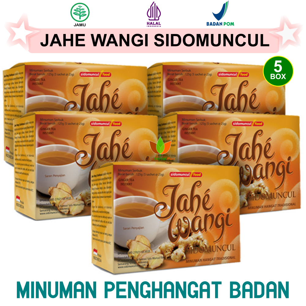 

5 BOX ISI 25 SACHET JAHE WANGI SIDOMUNCUL INSTAN, BUBUK SERBUK SIDO MUNCUL