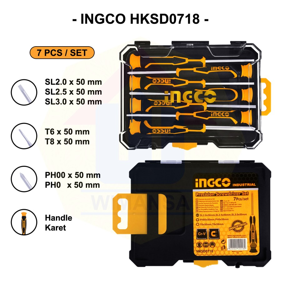7 Pcs Precision Screwdriver Set INGCO HKSD0718 - Obeng Presisi set