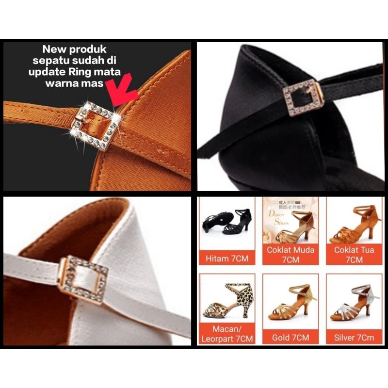 Premium 7cm 34-41Hitam,coklat tua,coklat muda, Macan,Putih,Merah, Gold, Silver Sepatu dansa wanita l