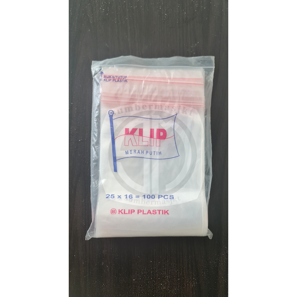 Plastik Klip PE Merah Putih 16x25 cm / Ziplock / Plastik Obat 100pcs