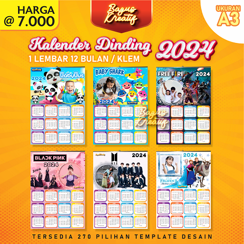 

CETAK KALENDER DINDING 2024, KERTAS TEBAL, FINISHING KLEM, BISA CUSTUM FOTO, PILIHAN 270 DESAIN, COCOK UNTUK KALENDER KELUARGA, KALENDER ANAK, KALENDER SOUVENIR, DENGAN UKURAN A3+