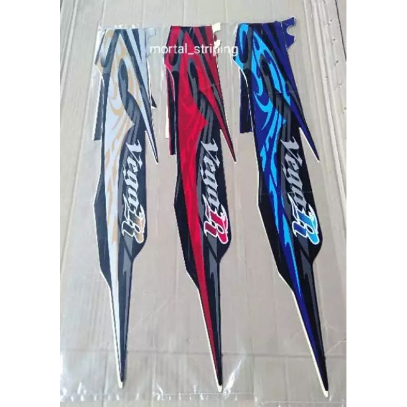 striping stiker Vega R new merah biru hitam