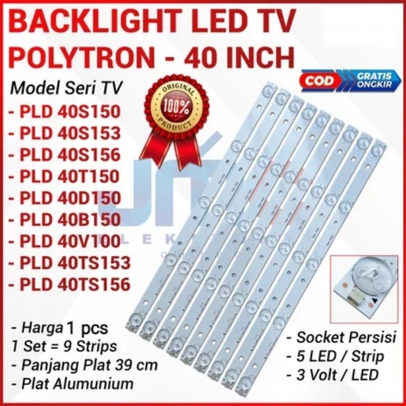 back light 5 mata LED Polytron 40 inch LAMPU TV DIGITAL LCD LED 5 kancing 3 volt
