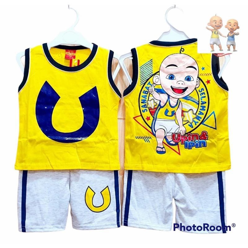 Setelan anak singlet upin ipin/Baju anak upin ipin/Setelan anak laki laki usia 2-10 tahun
