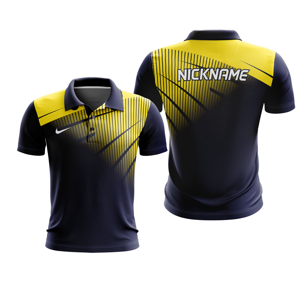 Baju Kaos Kerah Polo Jersey Pria Olahraga Badminton Lengan Pendek Custom Nama Motif Printing