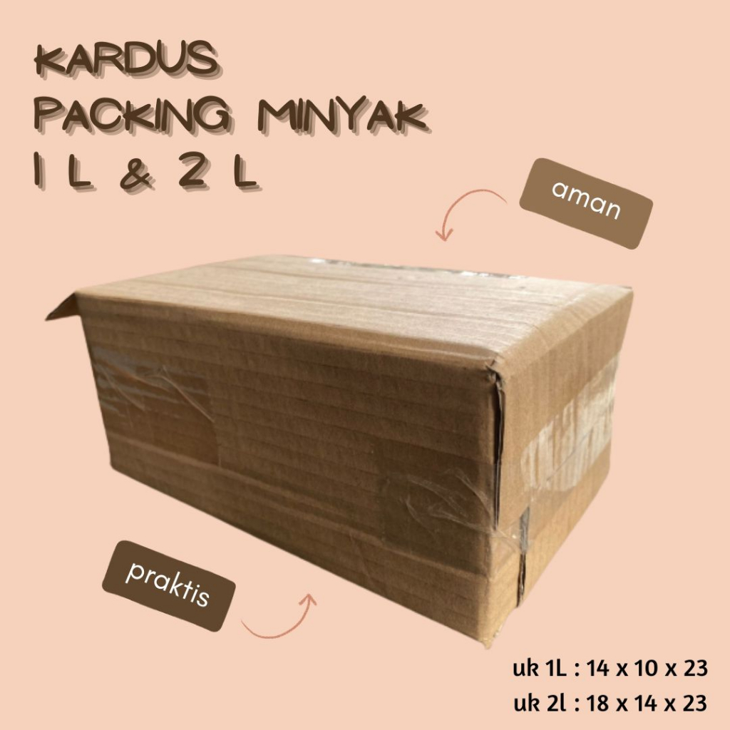 

Kardus packing minyak 1L dan 2 L packing praktis aman