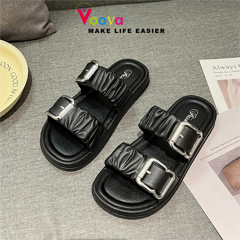 VOOVA Sandal Wanita / Sandal Kasual / Sandal Rumah / Sandal Karet Wanita Gesper Terbaru