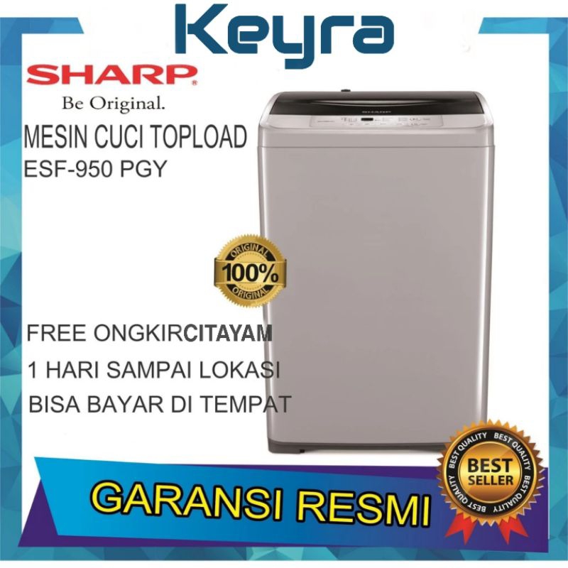 MESIN CUCI 1 TABUNG SHARP ESF 950 PGY TOP 7.5KG