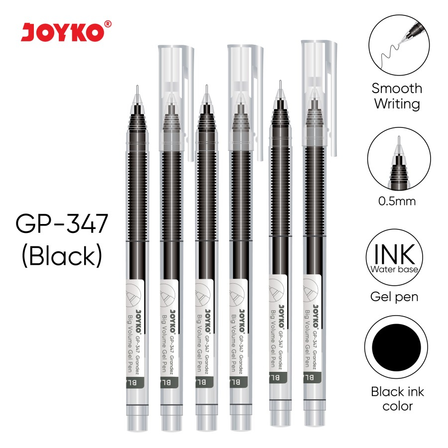 

(1 Biji) GROSIR Bolpen Joyko GP-347 Grandez Gel 0.5 Gel Pen Hitam / Gel Pen Joyko GP-347 (1 Biji)