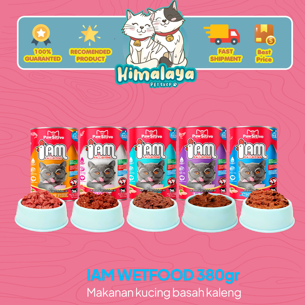 Makanan kucing basah Iam Pawsitive kaleng 380gr - Makanan kucing kaleng termurah