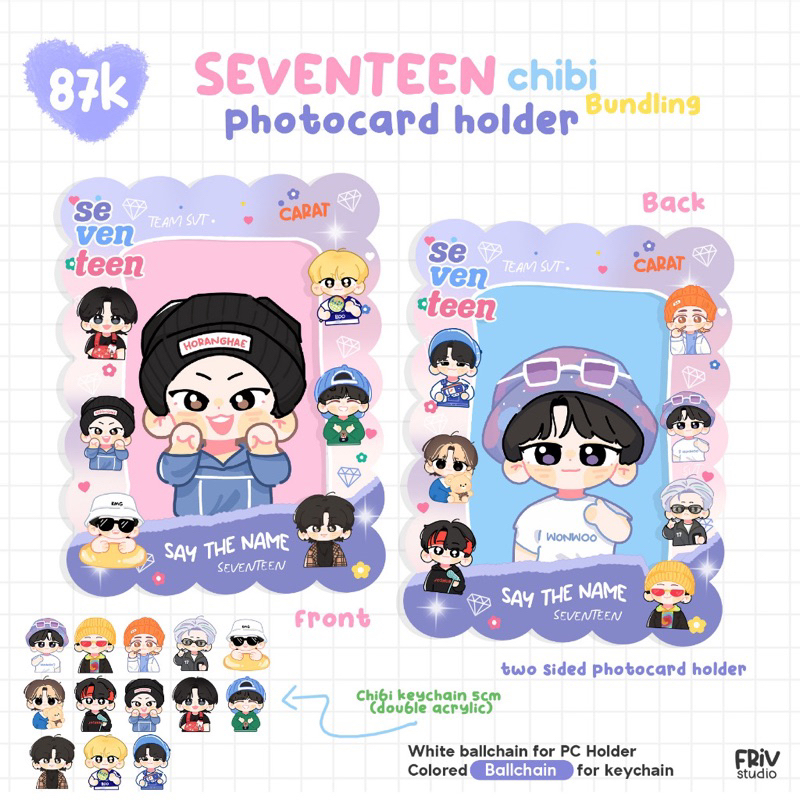 ACRYLIC PHOTOCARD HOLDER SEVENTEEN KEYCHAIN CHIBI AKRILIK